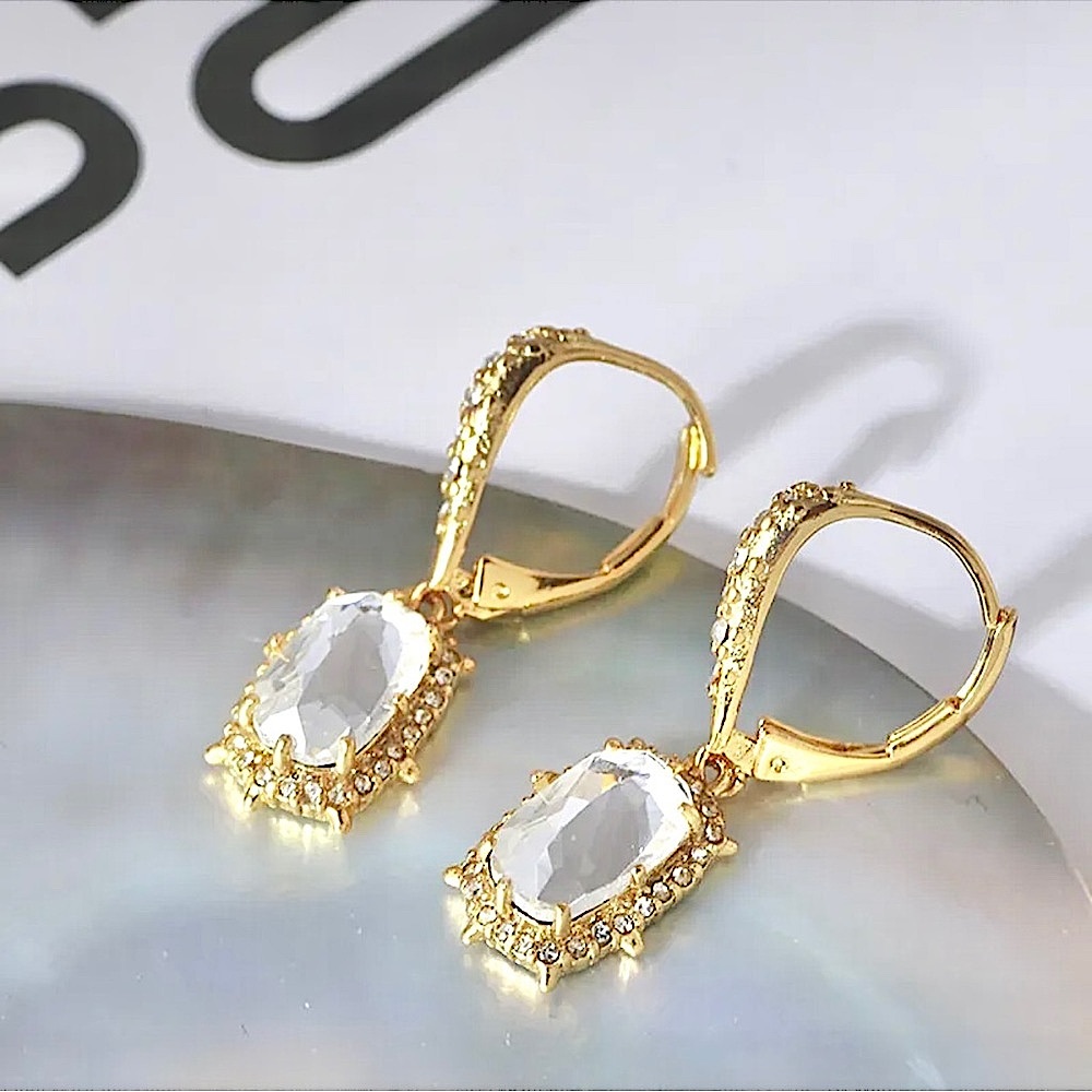 ALEXIS BITTAR Crystal Drop Earrings in Gold - Picture 8 of 9